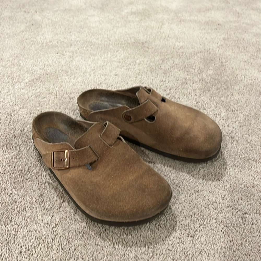 Birkenstock Boston clogs women size 38 color good-used condition tan suede